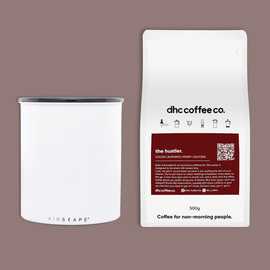 Airscape Kilo 8" Large Coffee Canister + 500g of the hustler coffee - dhc coffee co.