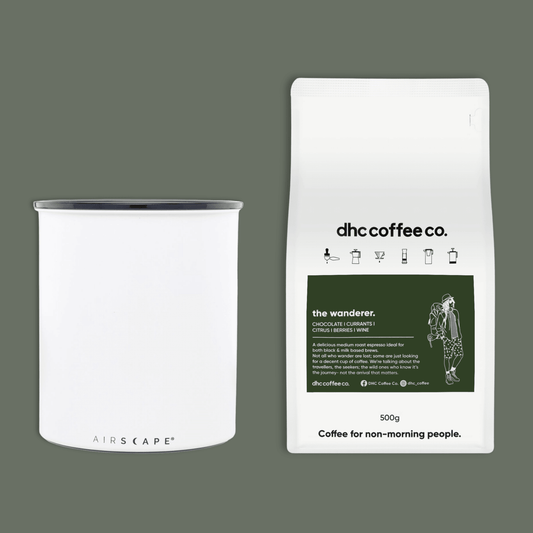 Airscape Kilo 8" Large Coffee Canister + 500g of the wanderer coffee. - dhc coffee co.