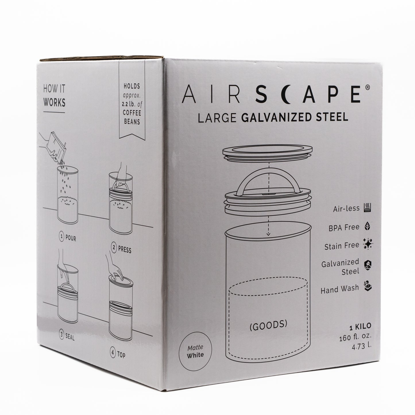 Airscape Kilo 8" Large Coffee Canister + 500g of the hustler coffee - dhc coffee co.