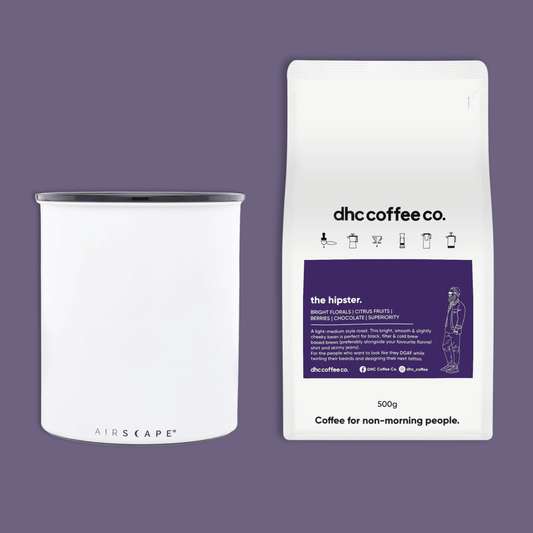 Airscape Kilo 8" Large Coffee Canister + 500g of The Hipster Coffee - dhc coffee co.