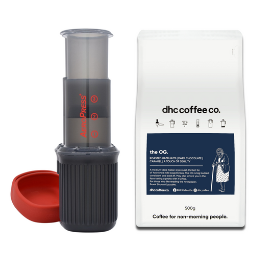 AeroPress Coffee Maker Go + 500g of the OG coffee
