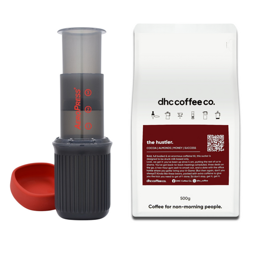 AeroPress Coffee Maker Go + 500g of the hustler coffee