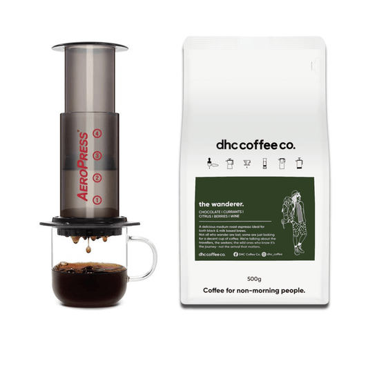 AeroPress Original Coffee Maker + 500g of the wanderer coffee. Save 10% - dhc coffee co.