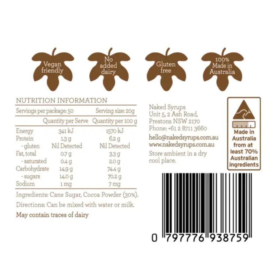 Naked Syrups Chocolate Powder 1 kg - dhc coffee co.