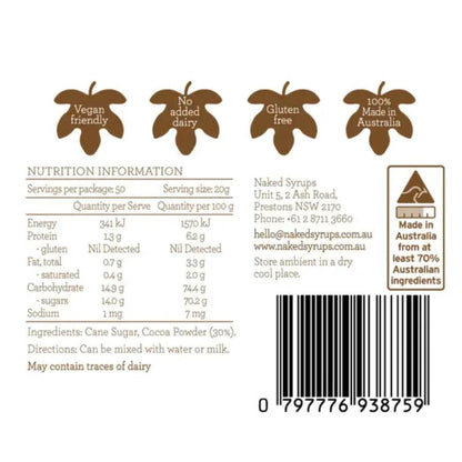 Naked Syrups Chocolate Powder 1 kg - dhc coffee co.